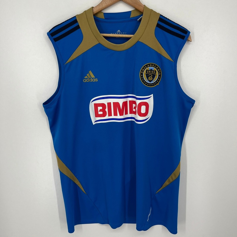 Adidas Philadelphia Union MLS Soccer Training Tank Top Blue Gold Mens Large